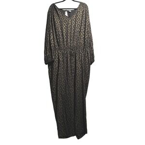 NWT Old Navy Black Gold Floral Jumpsuit Long Sleeve XXL Rayon Boho Modest Office